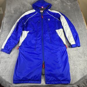 TYR Parka Swim Jacket Mens Medium Blue White Hooded Fleece Lined Full Zip Coat